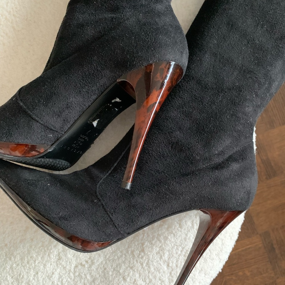 Casadei Vegan Suede Black Y2K Stiletto Boots - Picture 4 of 9